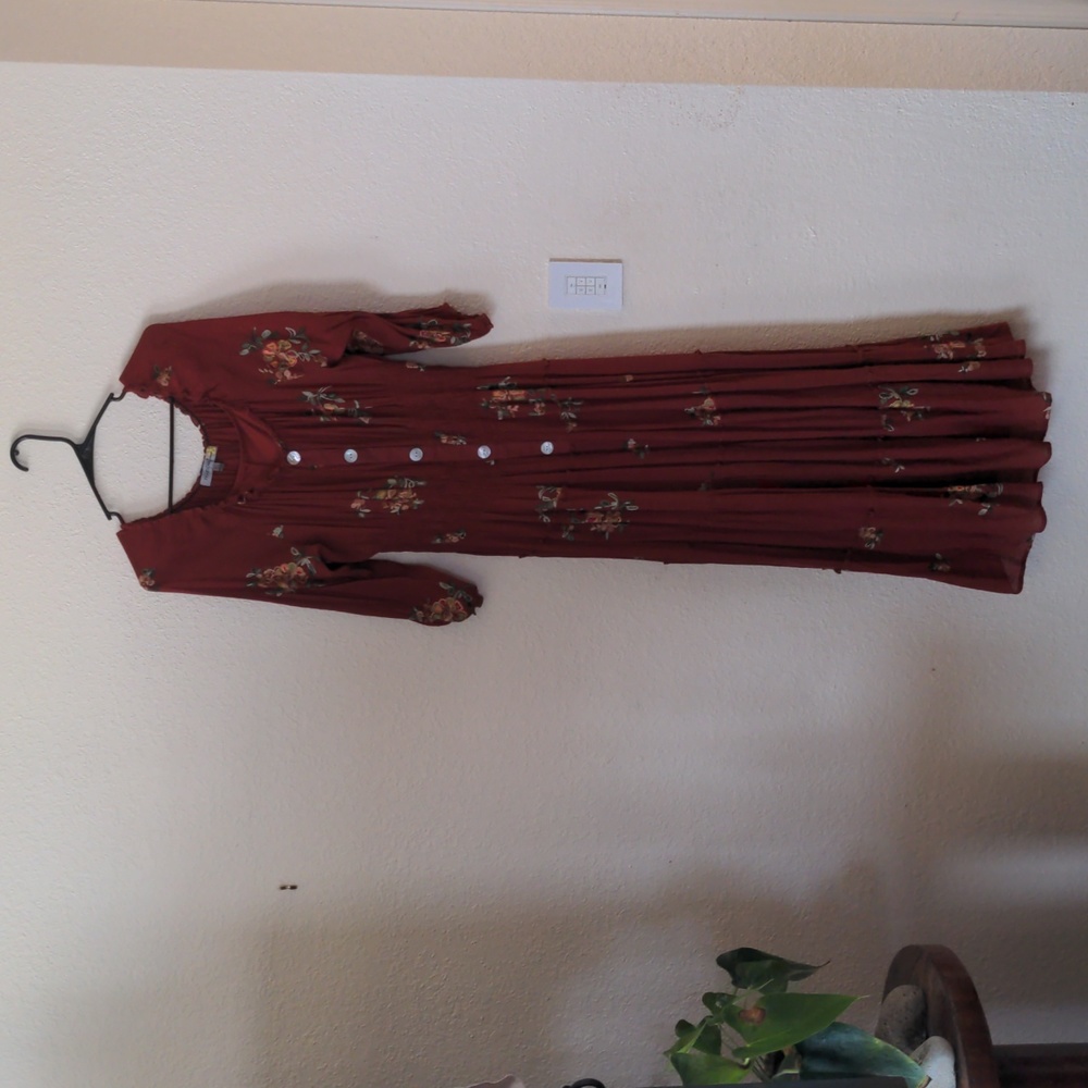 Embroidered Red Maxi Dress